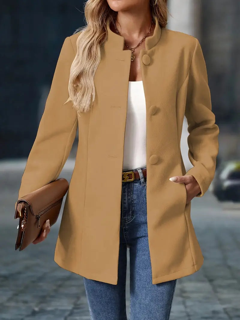 Manon - Veste Élégante Col Montant Boutonnée