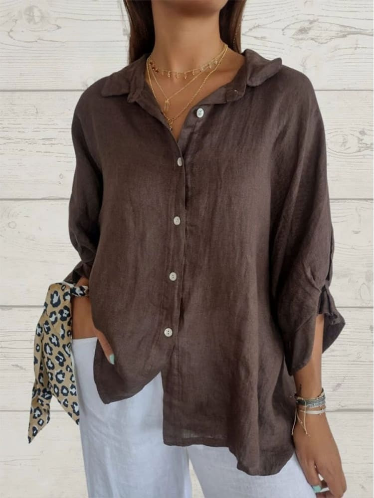 Nathalie - Blouse Lin Légère Boutonnée Femme