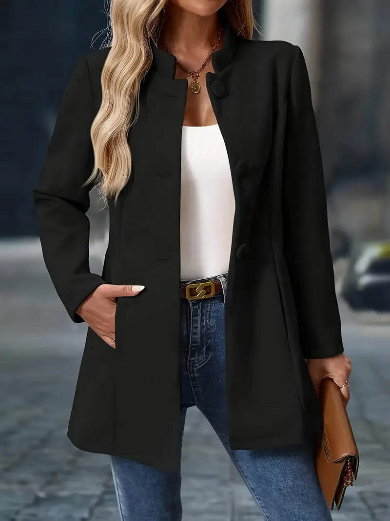 Manon - Veste Élégante Col Montant Boutonnée