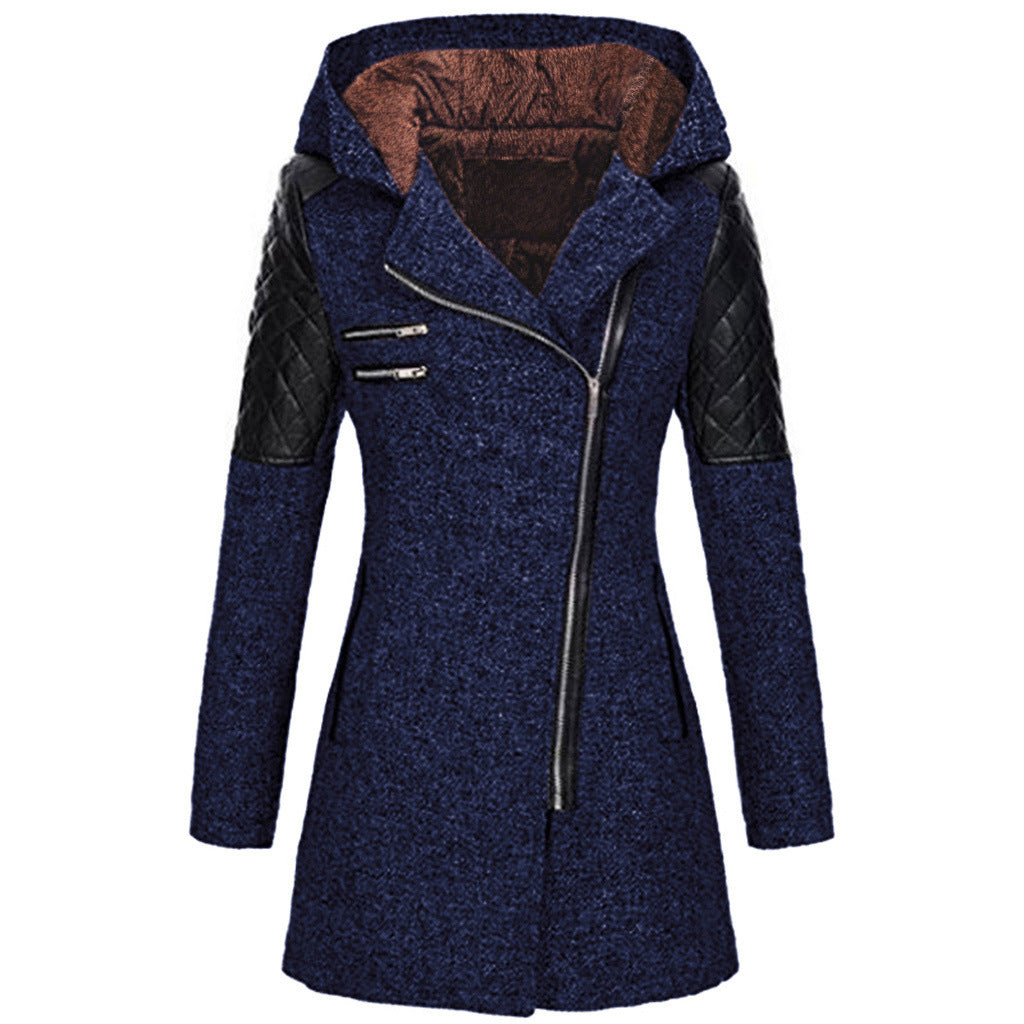 Manon - Manteau Élégant Long Zippé Asymétrique