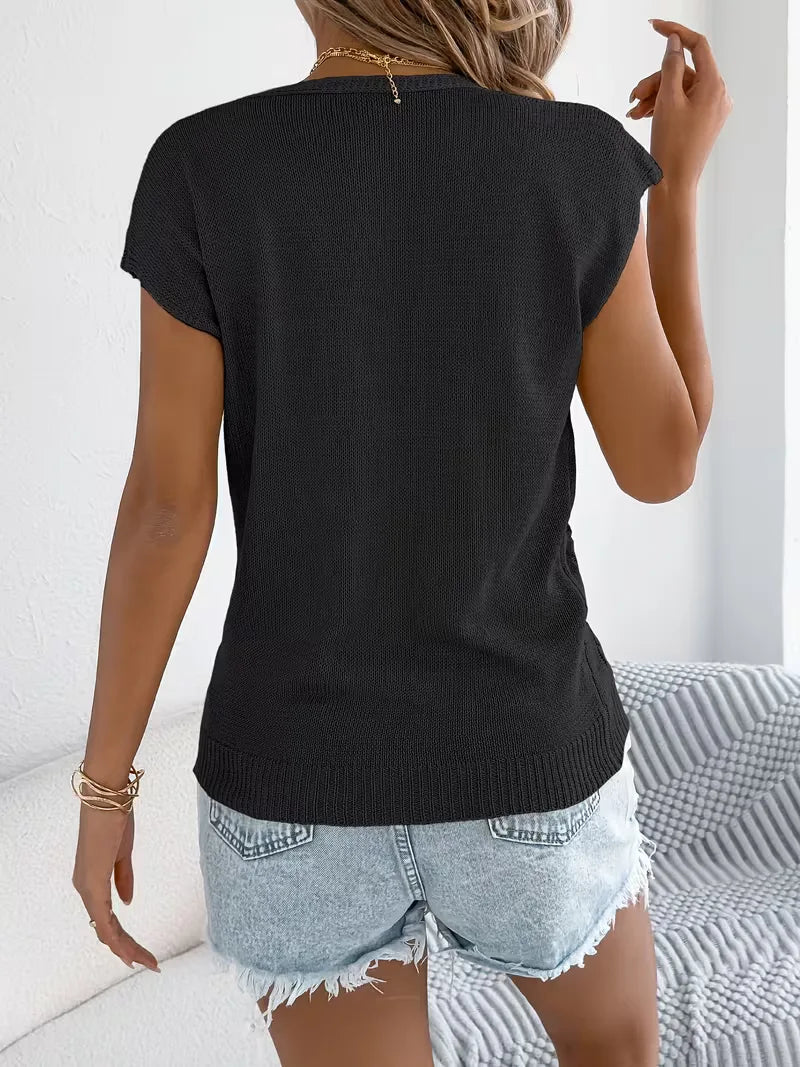 Manon - Gilet Flatteur Col V Boutonné
