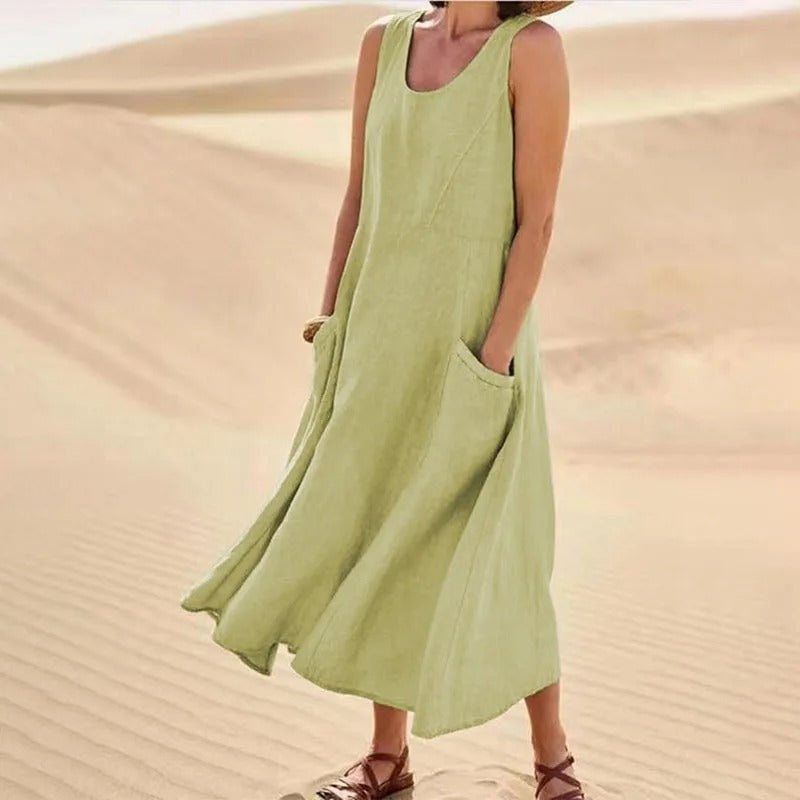 Camille - Robe Lin Sans Manches Longue Femme