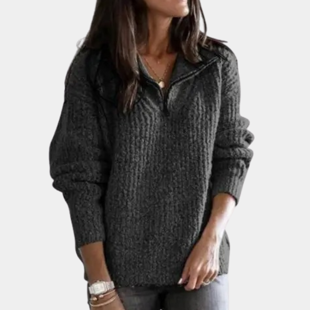 Amaris - Pull chic et confortable à demi-zip femme