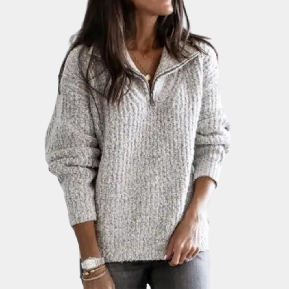 Amaris - Pull chic et confortable à demi-zip femme
