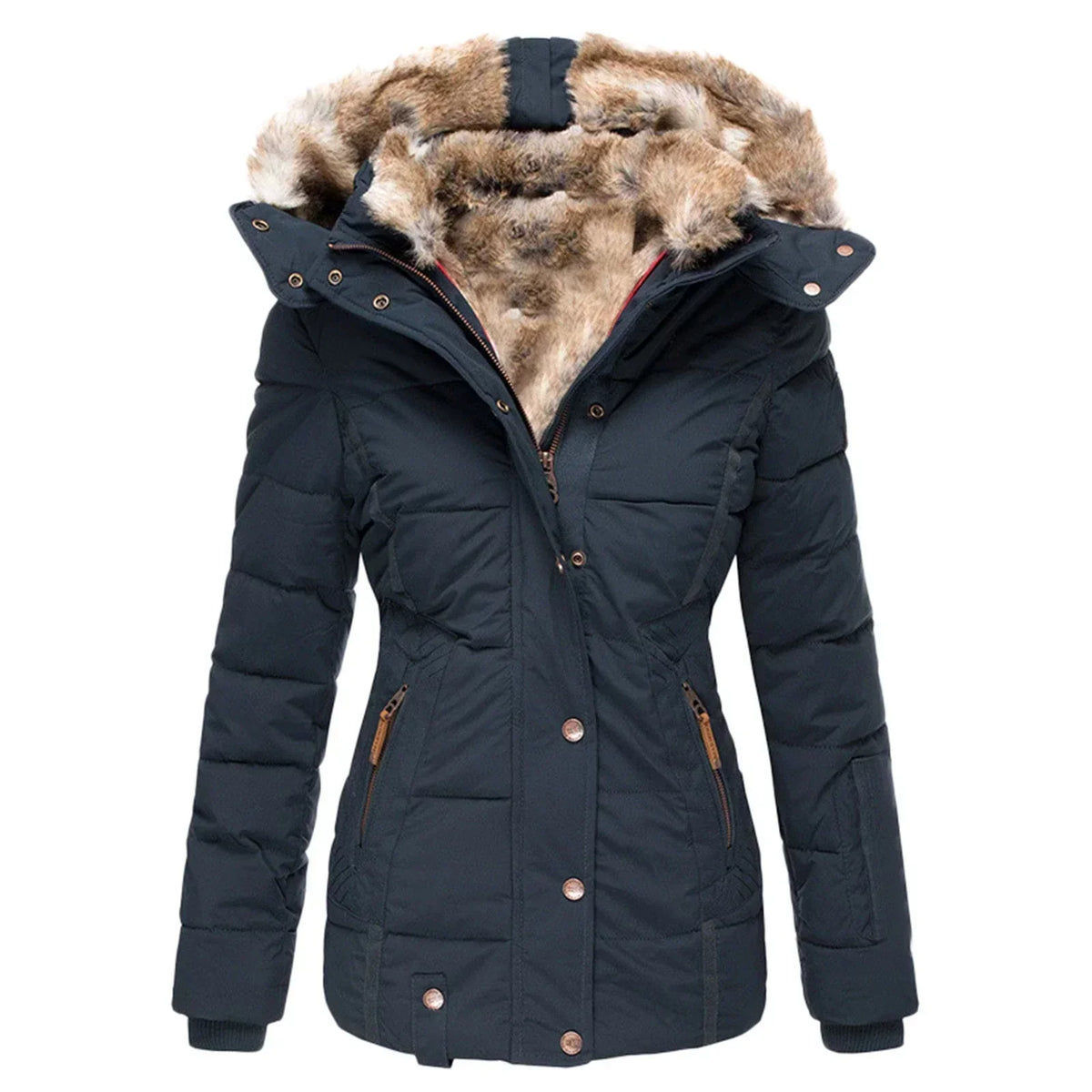 Brigitte - Doudoune Chic Doublée Fourrure