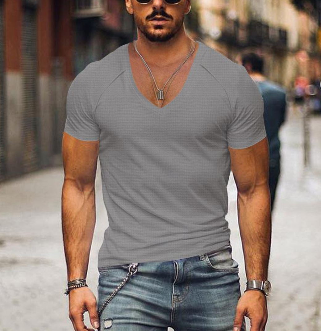 Axel - T-shirt Col V Slim Manches Courtes Homme