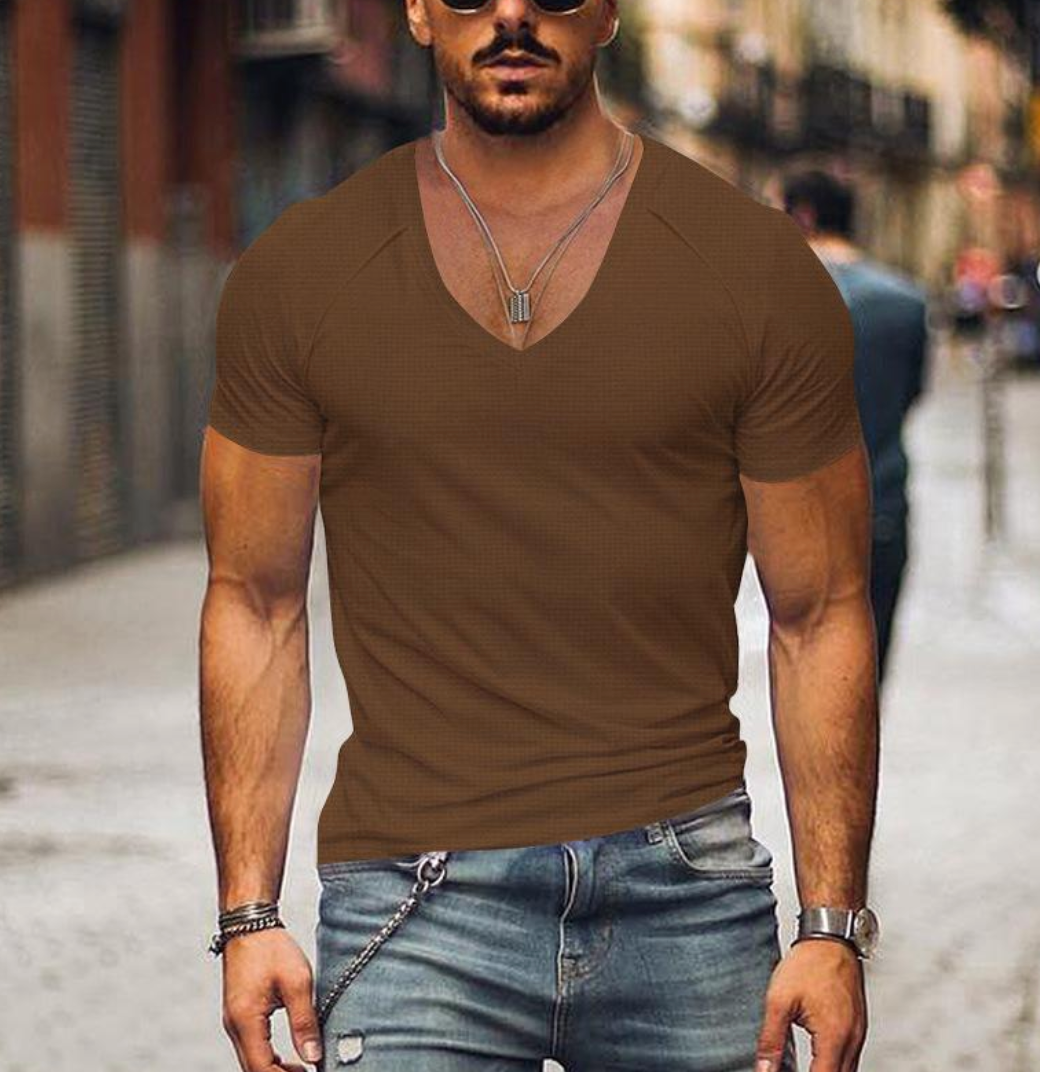 Axel - T-shirt Col V Slim Manches Courtes Homme