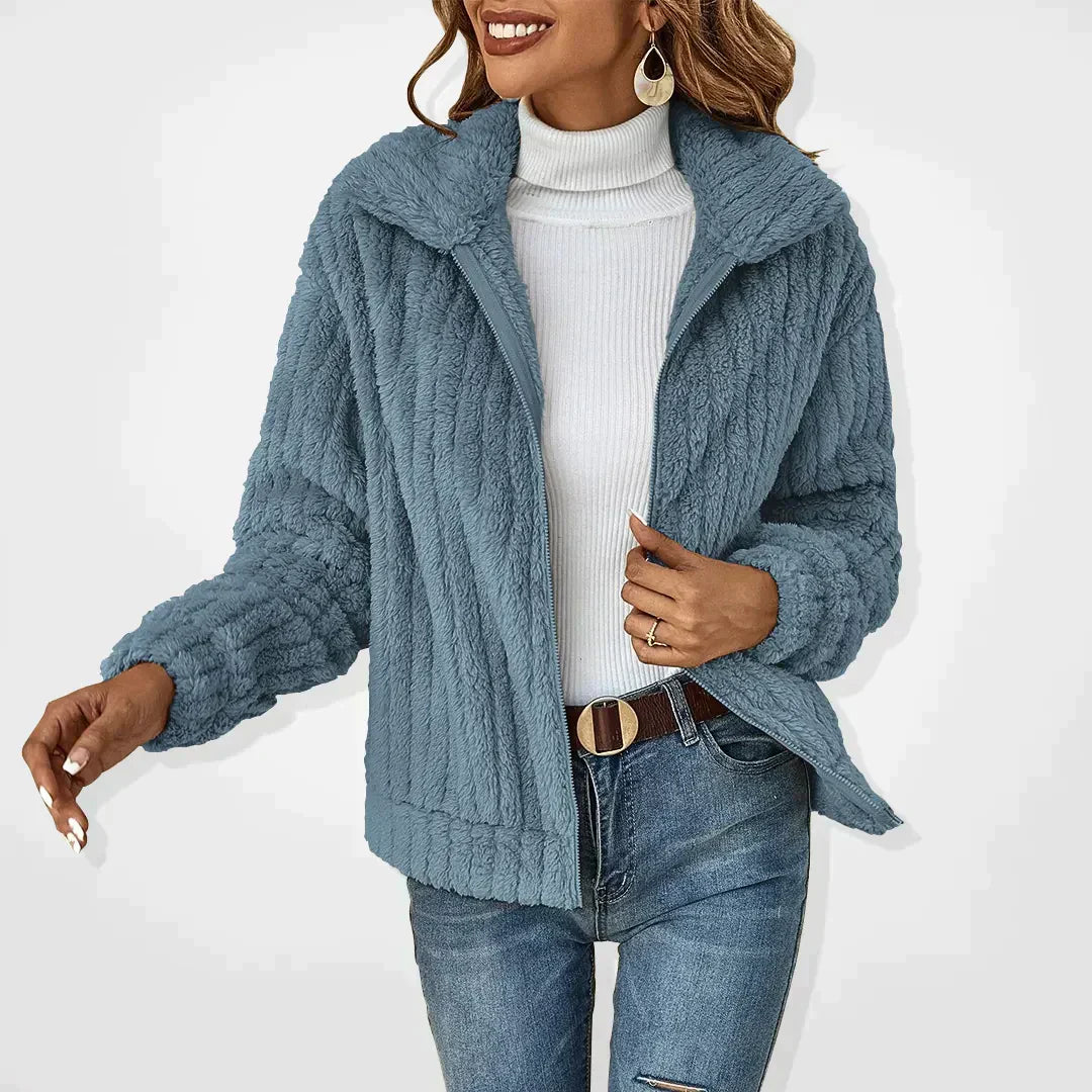 Delphine - Veste Élégante Peluche Zippée