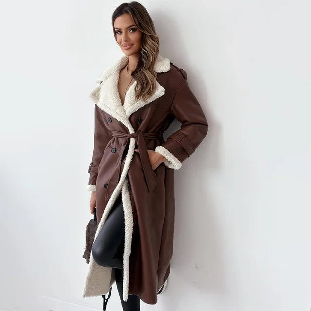 Pascale - Manteau Chic Long en Cuir