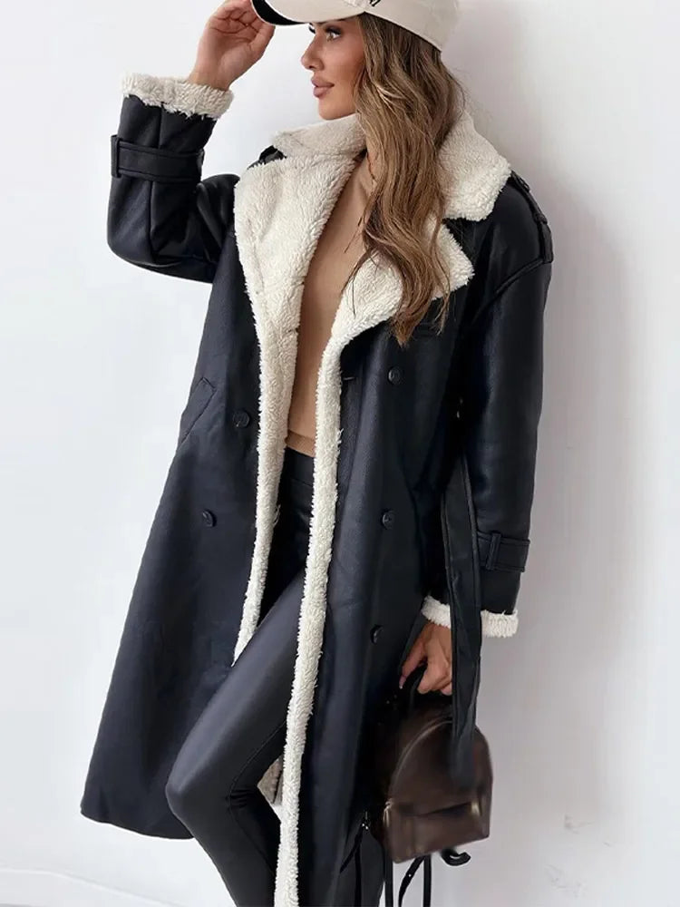 Pascale - Manteau Chic Long en Cuir