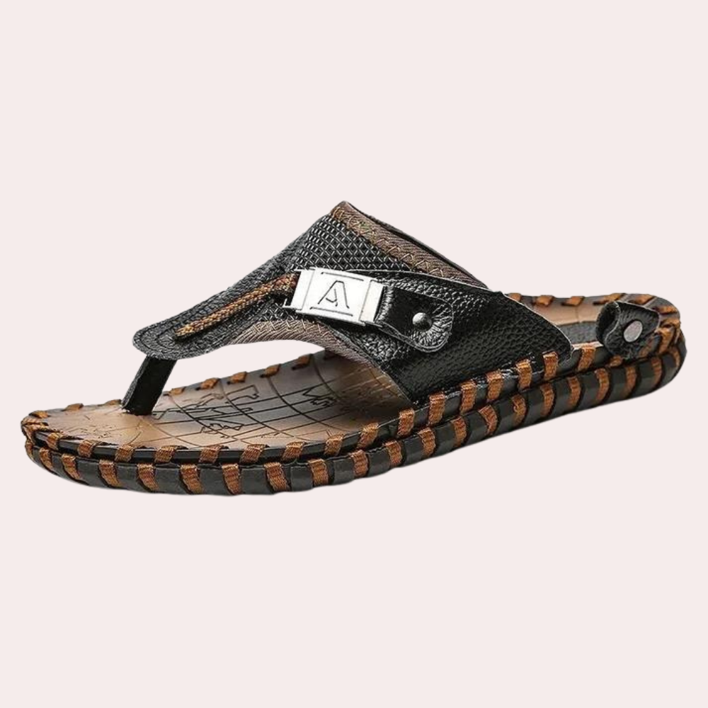 Image variante pour Sandales Homme - Cuir de luxe - Confort ultime - Noir/Marron-6