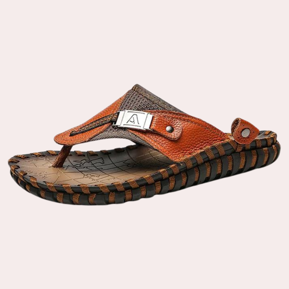 Image variante pour Sandales pour hommes - Cuir pleine fleur de luxe - Confort ultime - Noir/Marron-10