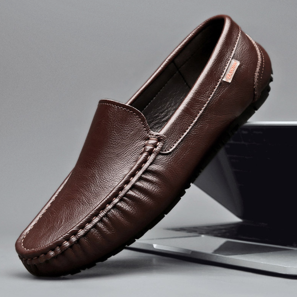 Mocassins pour hommes - Cuir brun - Slip-on confortable - Design intemporel - 6