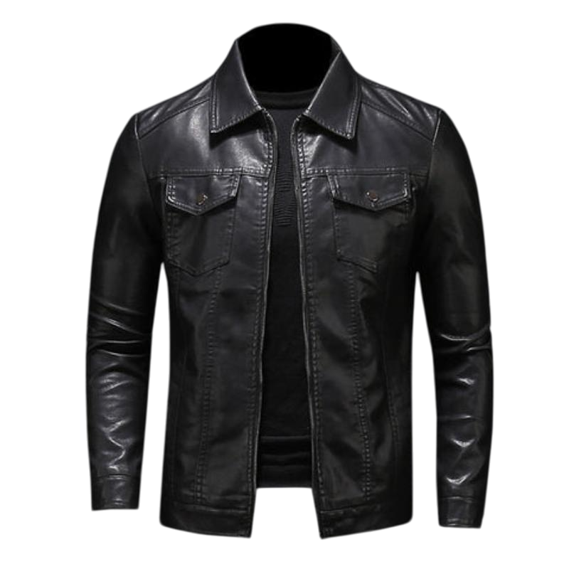 Marc - Veste Élégante Cuir Poches Plaquées