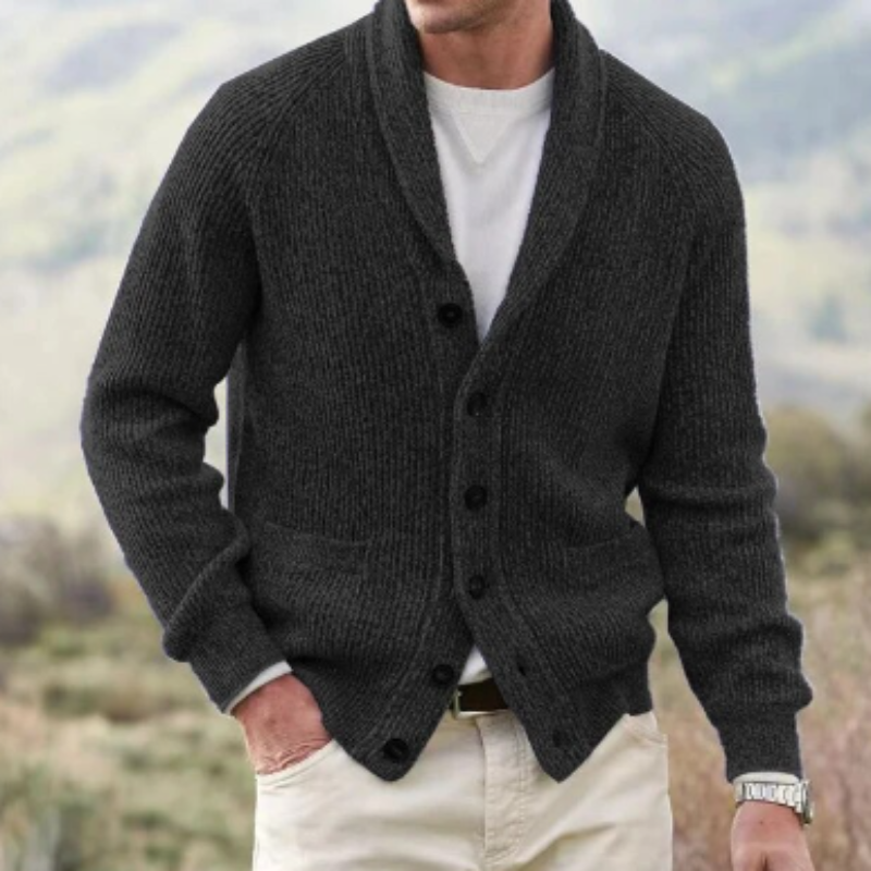 Damien - Cardigan Classique Côtelé Col Châle