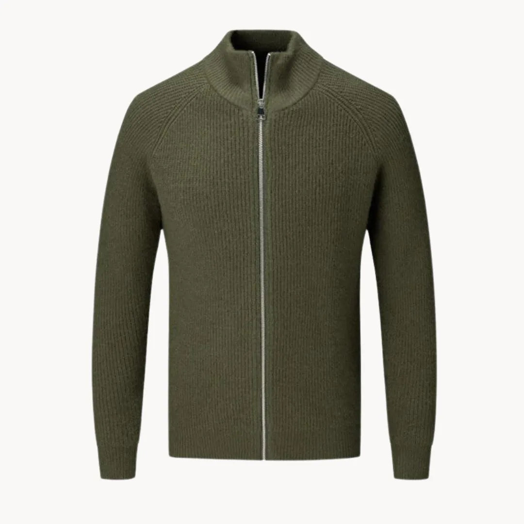 Damien - Pull Élégant Côtelé Col Zippé