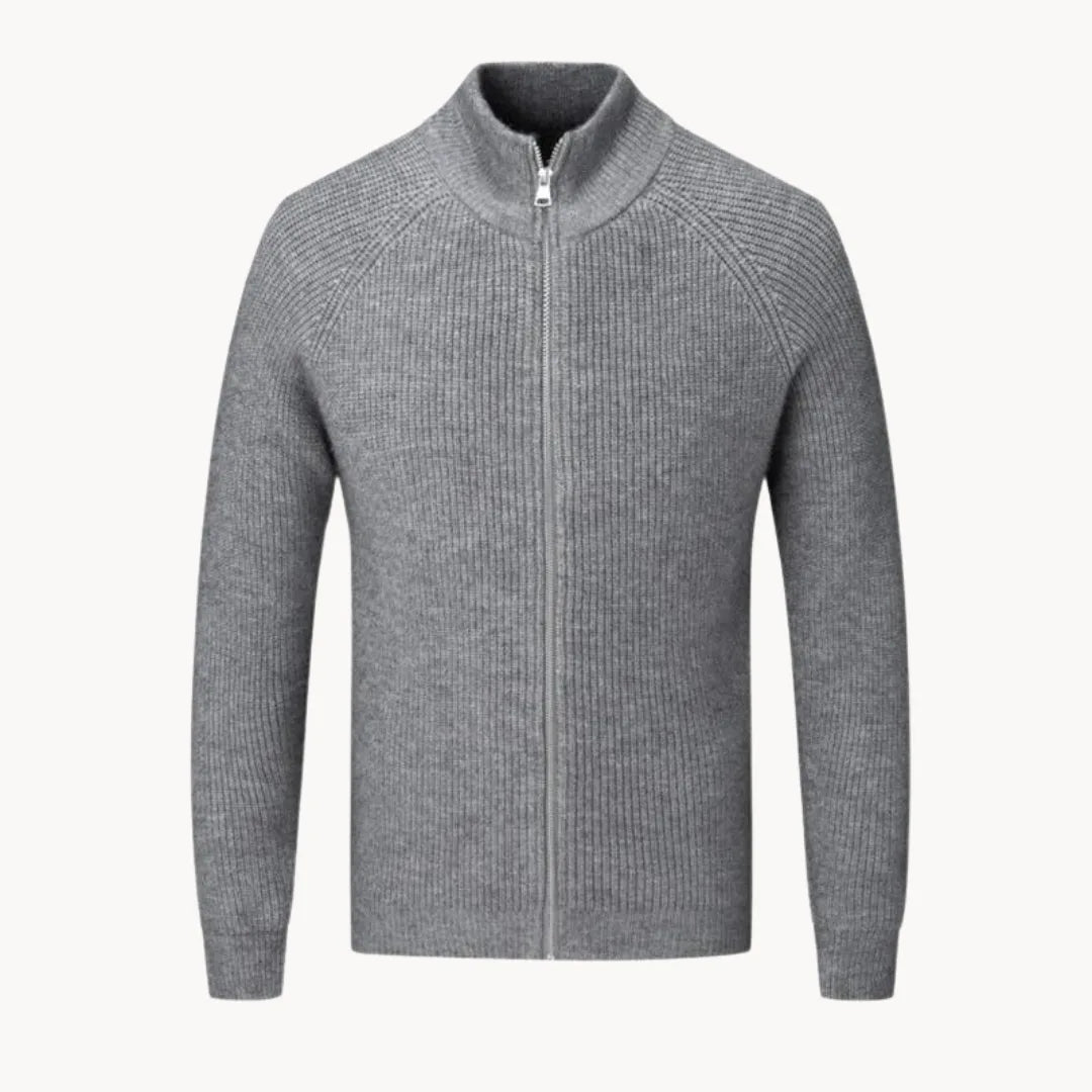 Damien - Pull Élégant Côtelé Col Zippé
