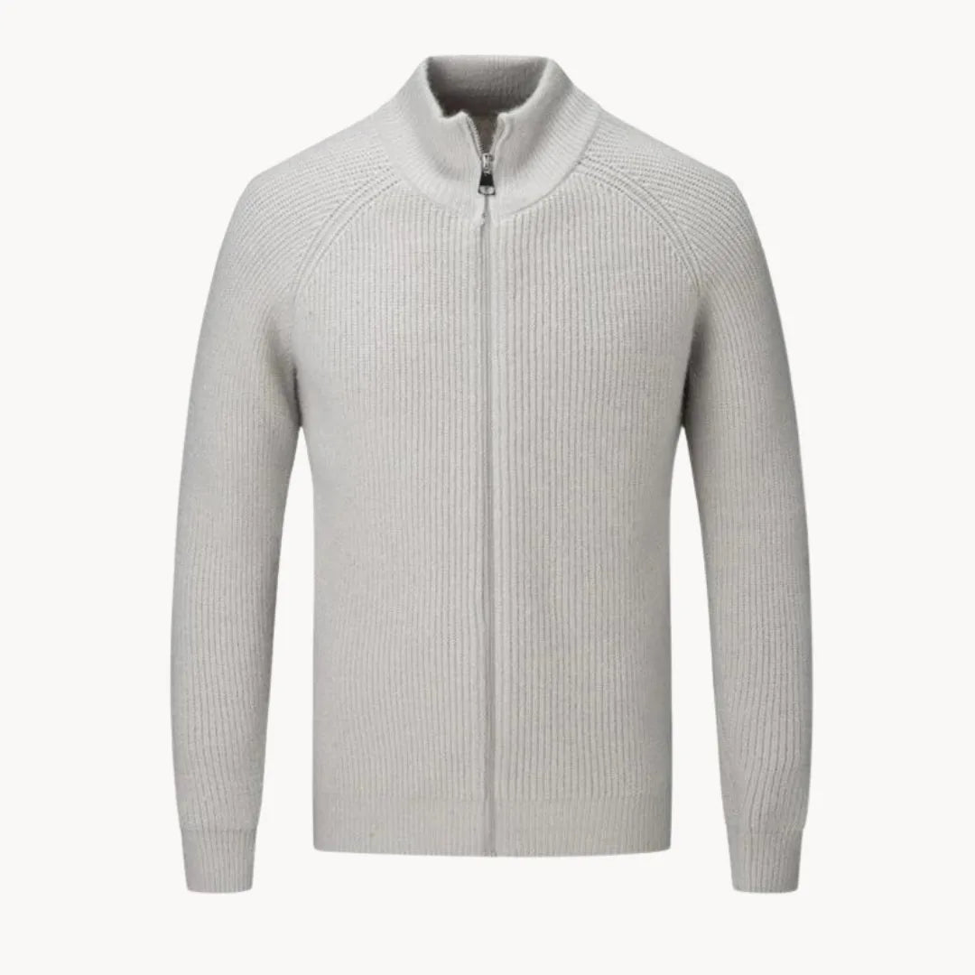 Damien - Pull Élégant Côtelé Col Zippé
