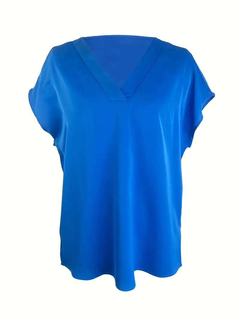 Top Femme Col V Manches Courtes Fluide - Celina