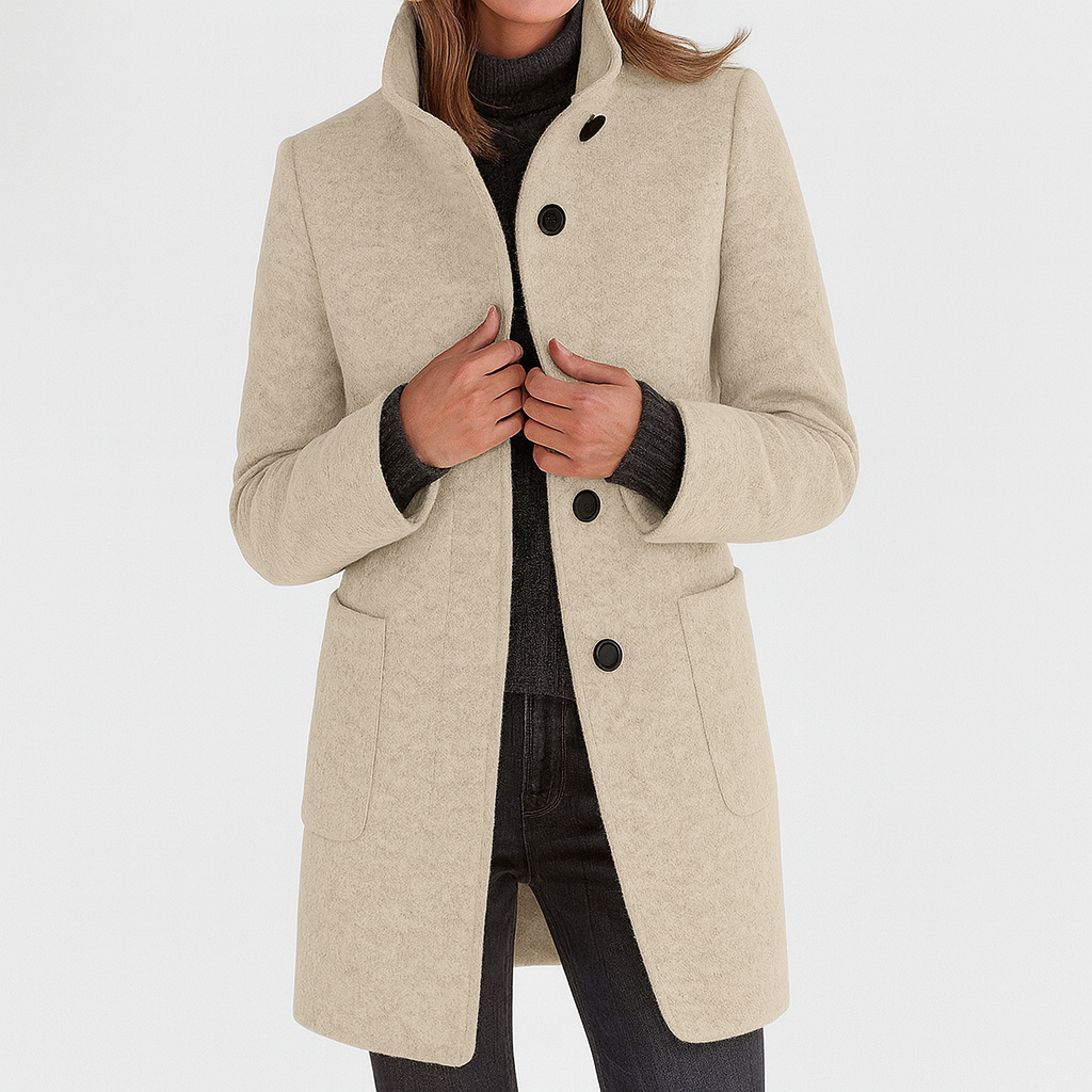 Anne | Manteau Chic Laine Col Montant