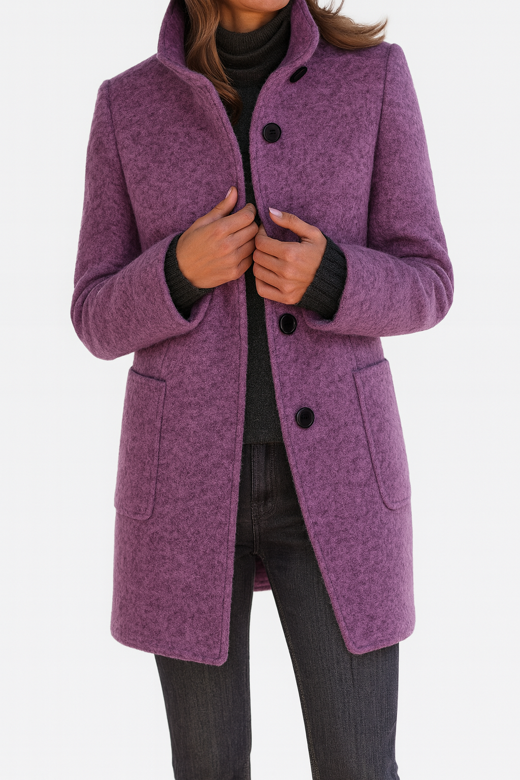 Anne | Manteau Chic Laine Col Montant