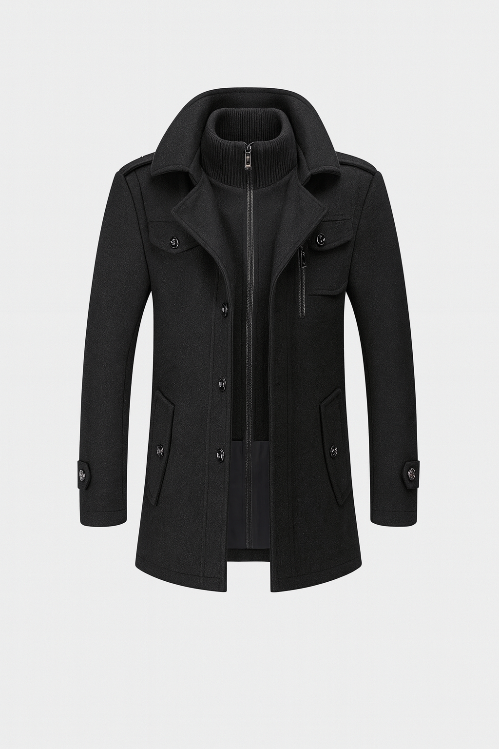 Laurent - Manteau Élégant Long Col Montant