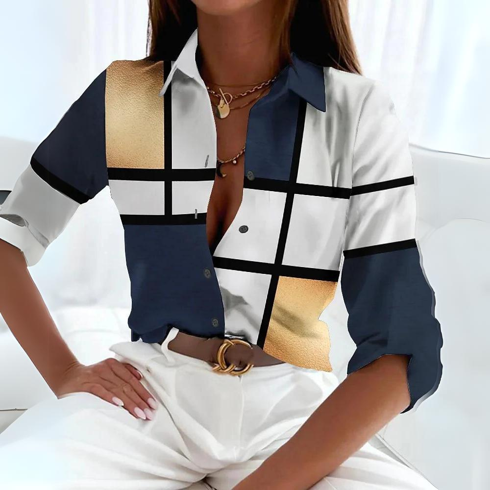 Chemise Femme Imprimée Manches Longues Boutonnée Chic - Yara