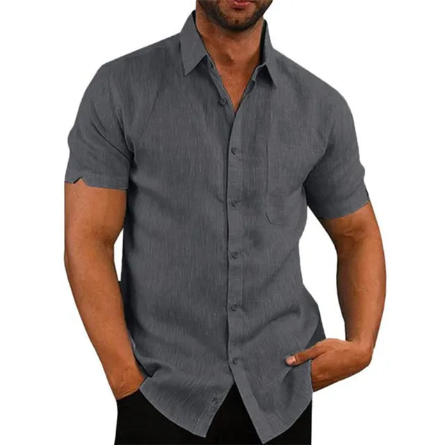 Philippe - Chemise Lin Casual Manches Courtes Homme