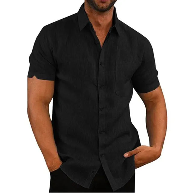 Philippe - Chemise Lin Casual Manches Courtes Homme