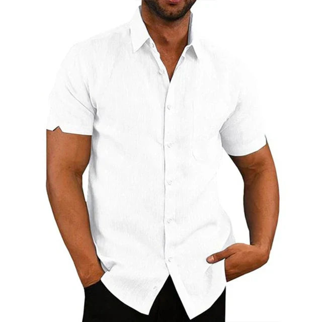 Philippe - Chemise Lin Casual Manches Courtes Homme