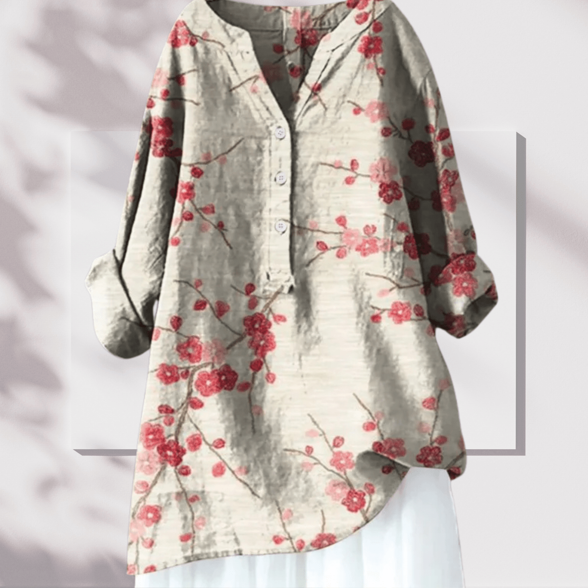 Chloé - Tunique Lin Élégante Imprimé Floral Femme