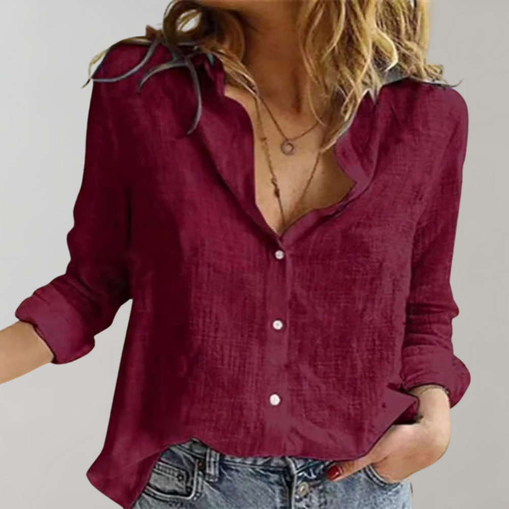 Chemise Femme En Lin Manches Longues - Jade