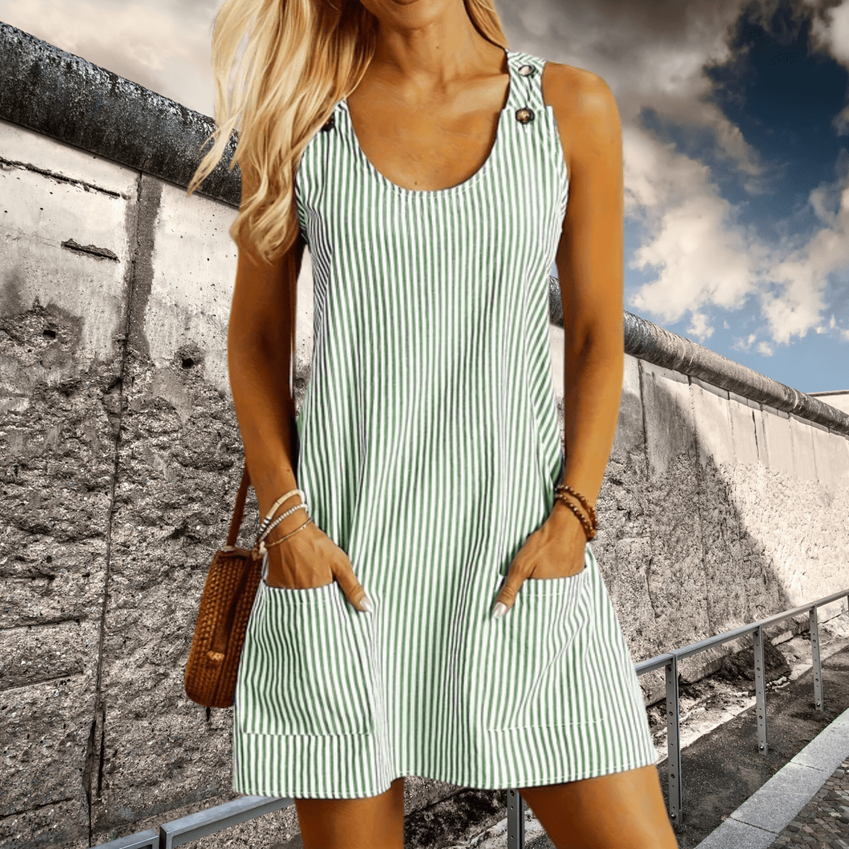 Marine - Robe De Plage Rayée