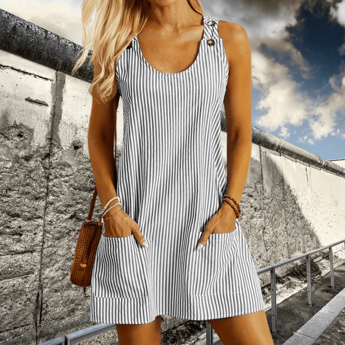 Marine - Robe De Plage Rayée