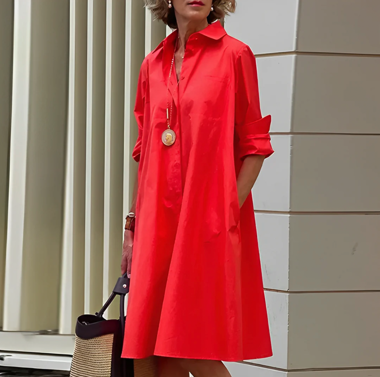 Robe Chemise Longue Femme - Marine