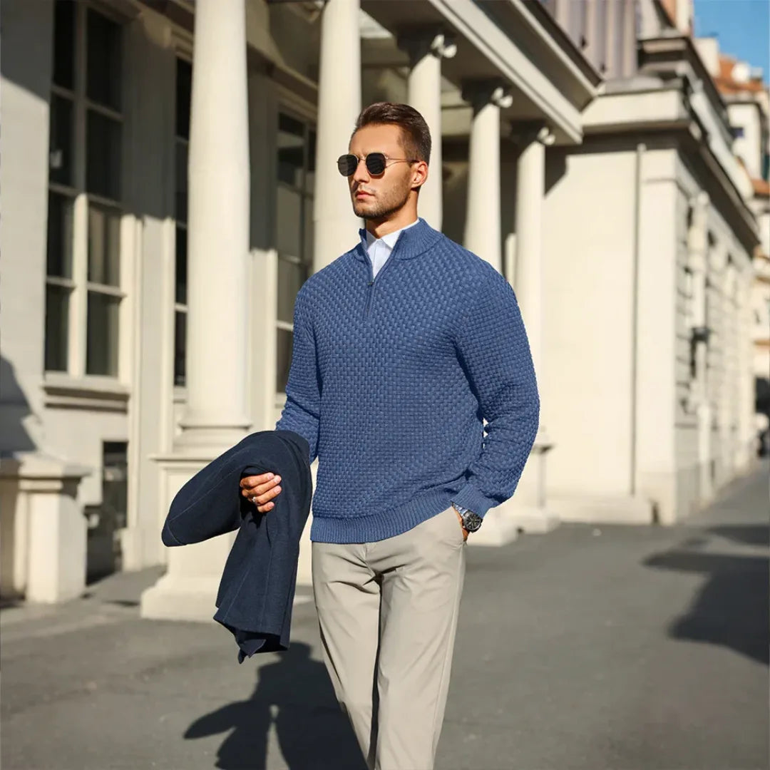 Antoine - Pull Élégant Col Montant Zippé