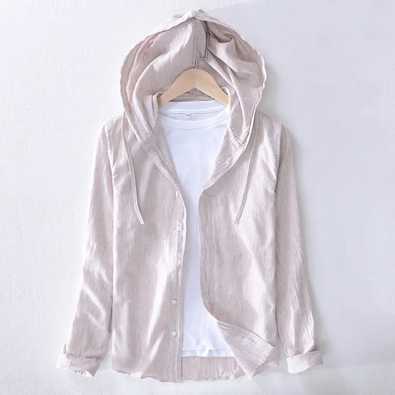 Thijs - Chemise en Lin - Décontractée avec Capuche - Hommes-4