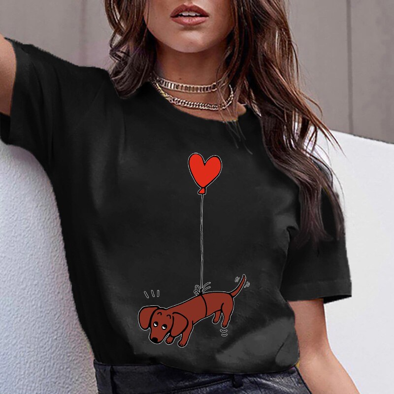 Puppy Love T-shirt - Chemise d'été avec motif teckel