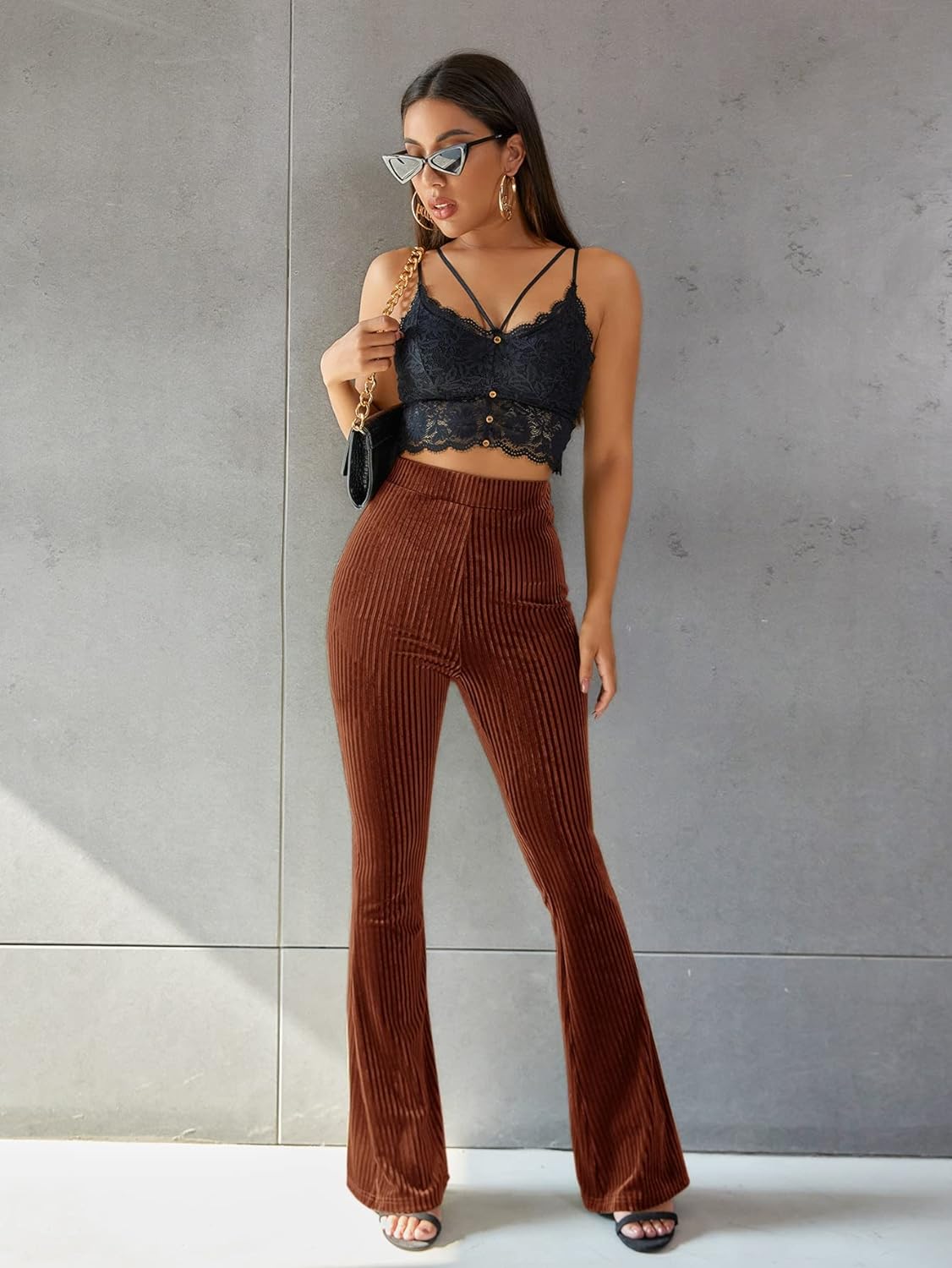 Carla - Pantalon Évasé en Velours Côtelé