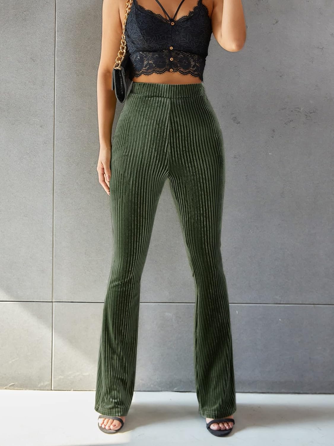 Carla - Pantalon Évasé en Velours Côtelé