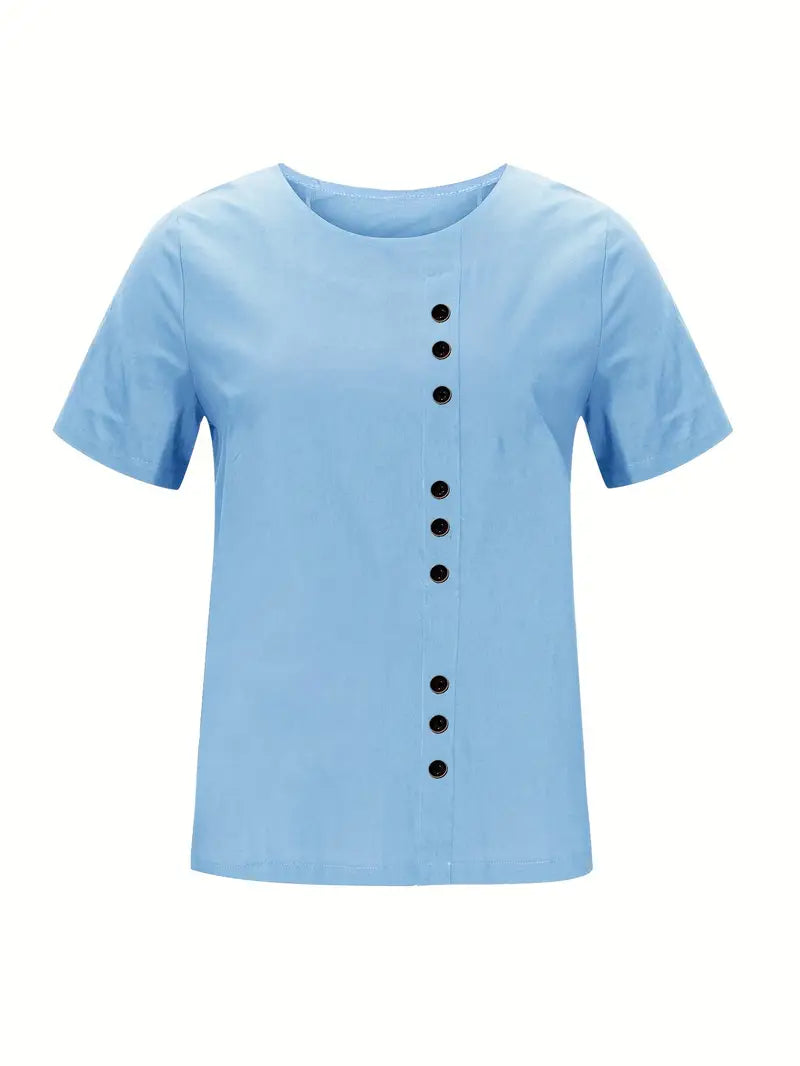Blouse Femme En Lin Manches Courtes Boutonnée - Janine