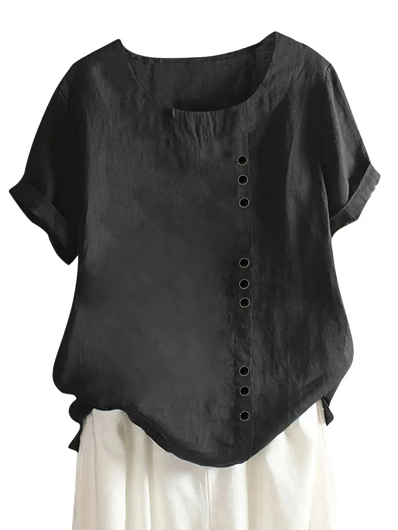 Blouse Femme En Lin Manches Courtes Boutonnée - Janine