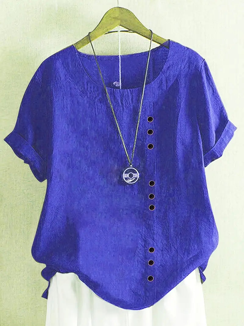 Blouse Femme En Lin Manches Courtes Boutonnée - Janine