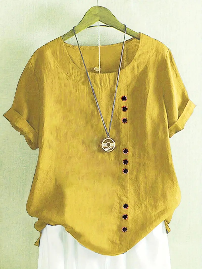 Blouse Femme En Lin Manches Courtes Boutonnée - Janine