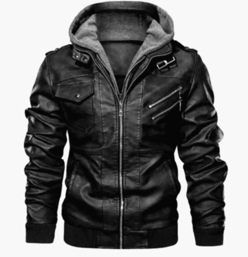 Alexandre | Veste Élégante Cuir à Capuche