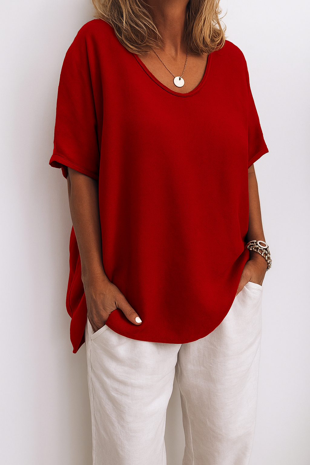 Blouse Femme Oversize Manches Courtes - Camille
