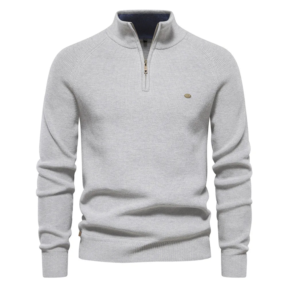 Julien - Pull Élégant Col Montant Zippé