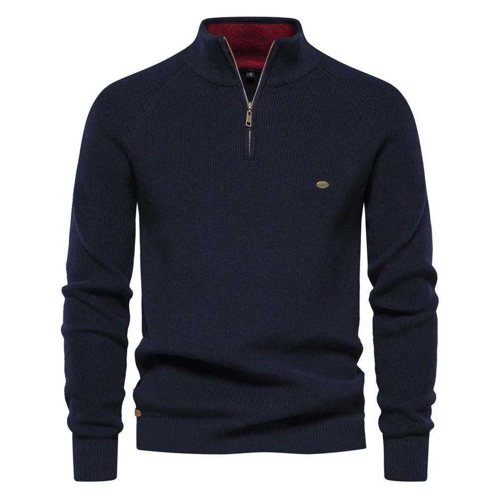 Julien - Pull Élégant Col Montant Zippé