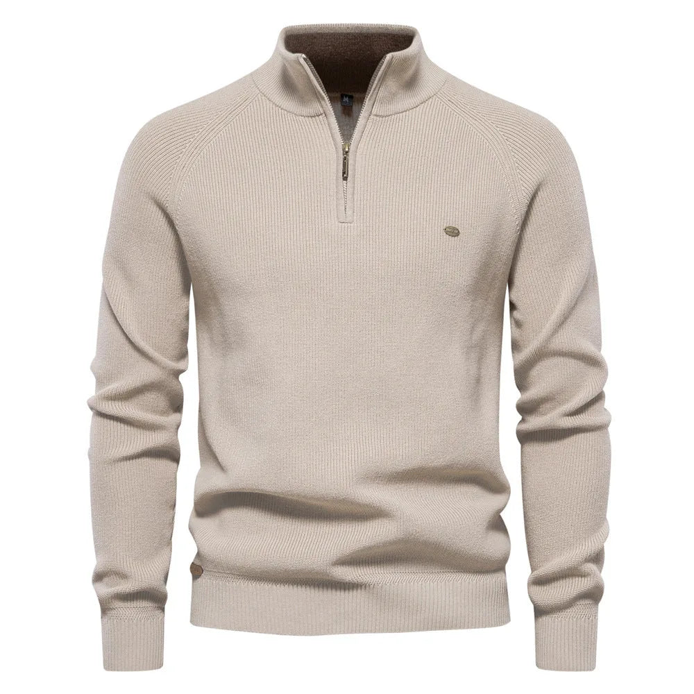 Julien - Pull Élégant Col Montant Zippé