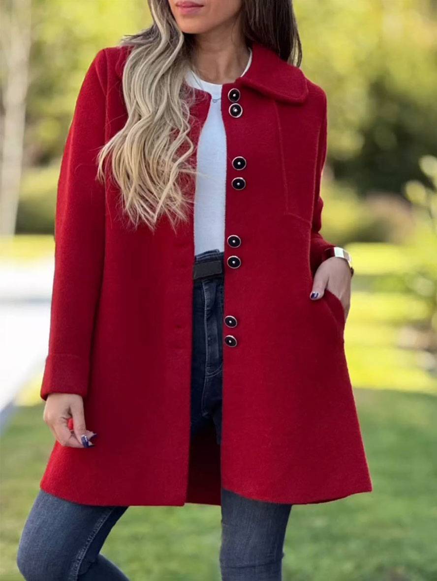 Louise – Manteau d’hiver élégant avec boutons et col classique, intemporel